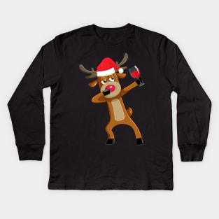 Rudolph The Red Nosed Reindeer Funny Wine Lover Family Christmas Gift Kids Long Sleeve T-Shirt